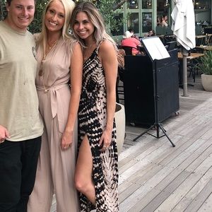 Tie dye plant blue maxi dress